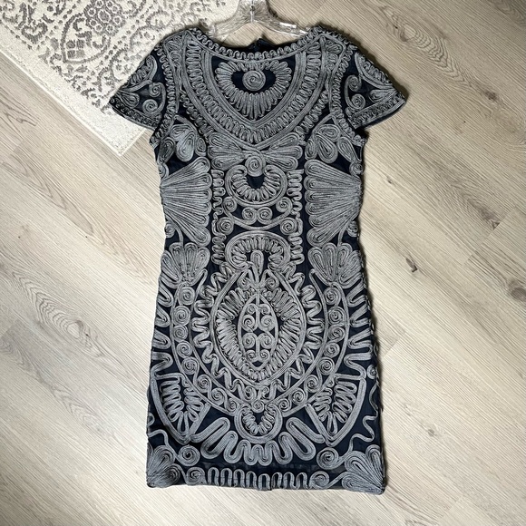 JS Collections Short Sleeve Mesh Cocktail Dress Size 12 Soutache Sheer Cocktail - Picture 15 of 15